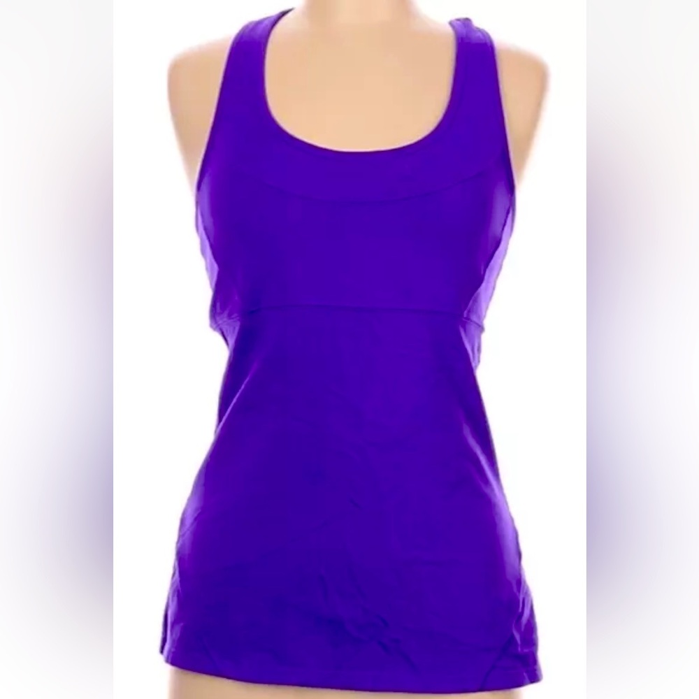 Athleta Peek Tank Top Purple Cutout Back Shelf Bra, Size M